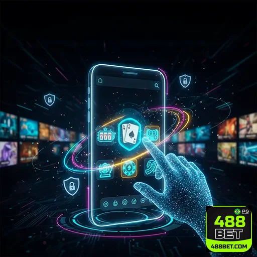 Imagem do aplicativo da 488bet mostrando opções de apostas e o site para jogar com segurança.