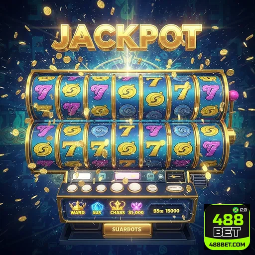 Imagem de um caça-níqueis com tema de slots no site 488bet, destacando diversão e possibilidades de apostas.